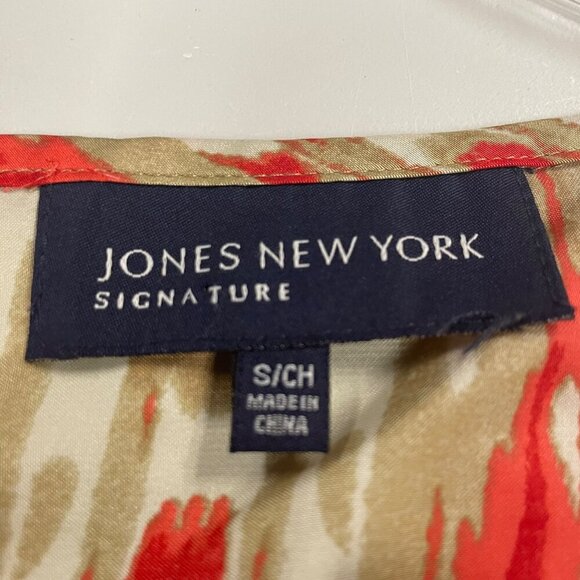 Jones New York Womens Print Top Long Sleeve Tie Neck Multicolor Size Small - Picture 8 of 9